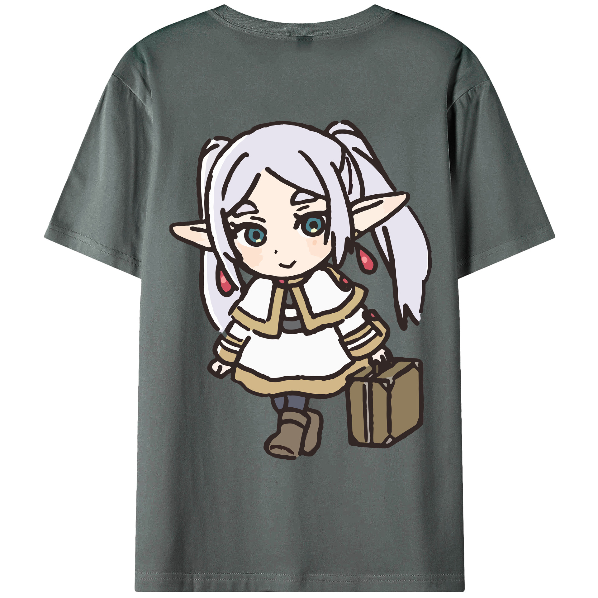 （画像用） 葬送のフリーレン Frieren 綿100％ メンズ半袖Tシャツ（バックプリント） 通気性